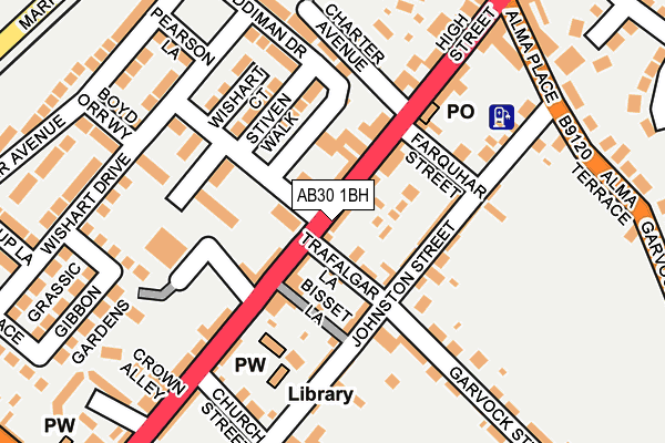 AB30 1BH map - OS OpenMap – Local (Ordnance Survey)