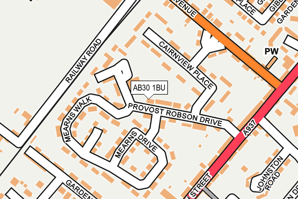 AB30 1BU map - OS OpenMap – Local (Ordnance Survey)