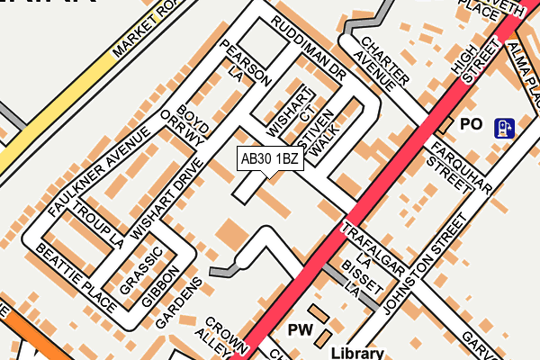 AB30 1BZ map - OS OpenMap – Local (Ordnance Survey)