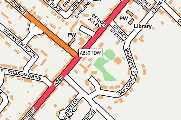 AB30 1DW map - OS OpenMap – Local (Ordnance Survey)