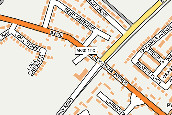 AB30 1DX map - OS OpenMap – Local (Ordnance Survey)