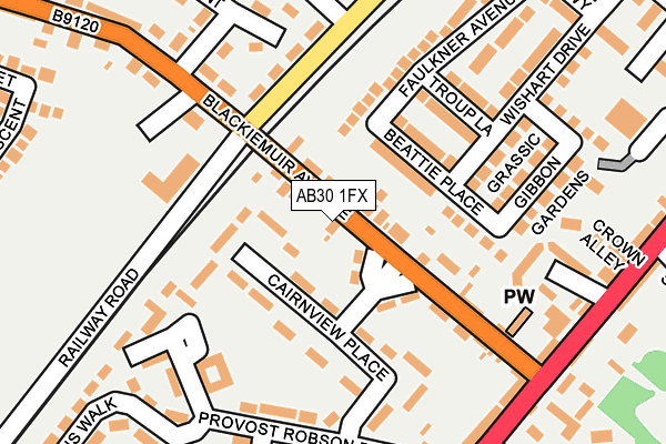 AB30 1FX map - OS OpenMap – Local (Ordnance Survey)