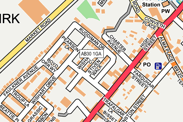 AB30 1GA map - OS OpenMap – Local (Ordnance Survey)