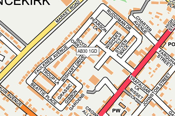 AB30 1GD map - OS OpenMap – Local (Ordnance Survey)