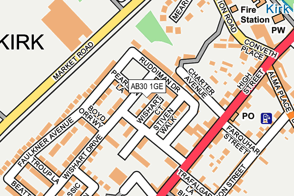 AB30 1GE map - OS OpenMap – Local (Ordnance Survey)
