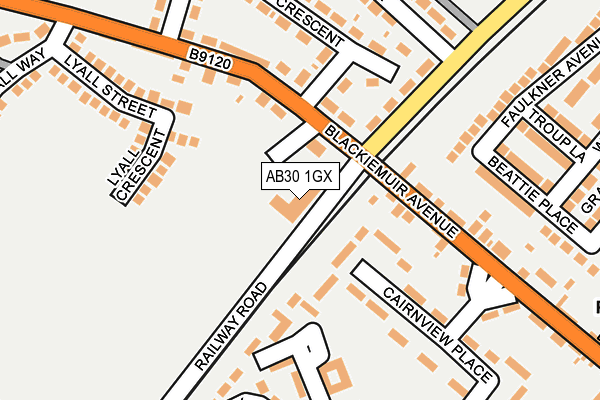 AB30 1GX map - OS OpenMap – Local (Ordnance Survey)