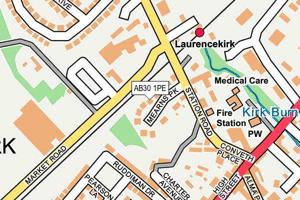 AB30 1PE map - OS OpenMap – Local (Ordnance Survey)