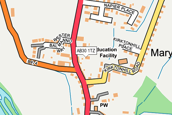 AB30 1TZ map - OS OpenMap – Local (Ordnance Survey)