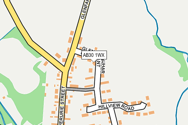 AB30 1WX map - OS OpenMap – Local (Ordnance Survey)