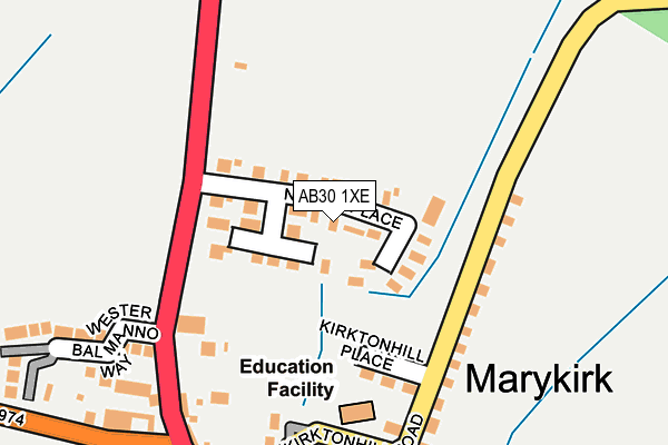 AB30 1XE map - OS OpenMap – Local (Ordnance Survey)