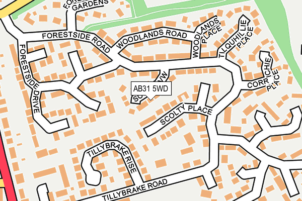 AB31 5WD map - OS OpenMap – Local (Ordnance Survey)