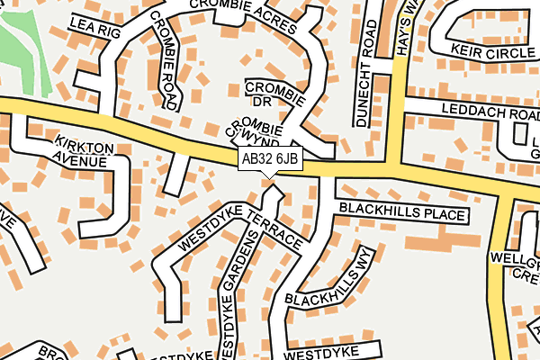 AB32 6JB map - OS OpenMap – Local (Ordnance Survey)