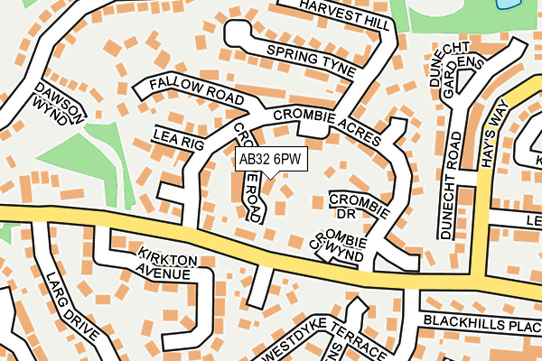 AB32 6PW map - OS OpenMap – Local (Ordnance Survey)