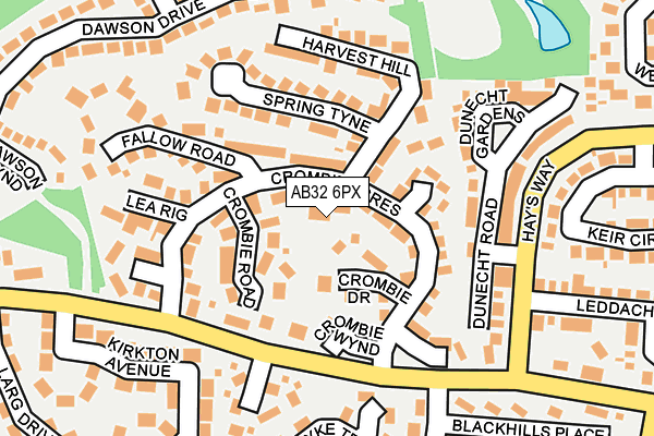 AB32 6PX map - OS OpenMap – Local (Ordnance Survey)