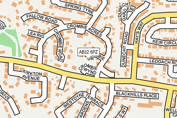AB32 6PZ map - OS OpenMap – Local (Ordnance Survey)