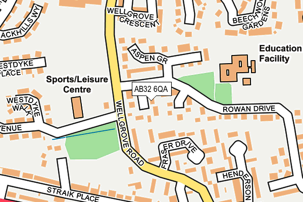 AB32 6QA map - OS OpenMap – Local (Ordnance Survey)