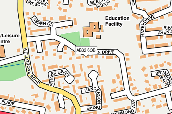 AB32 6QB map - OS OpenMap – Local (Ordnance Survey)