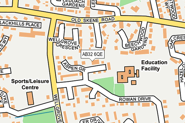 AB32 6QE map - OS OpenMap – Local (Ordnance Survey)