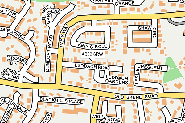 AB32 6RW map - OS OpenMap – Local (Ordnance Survey)