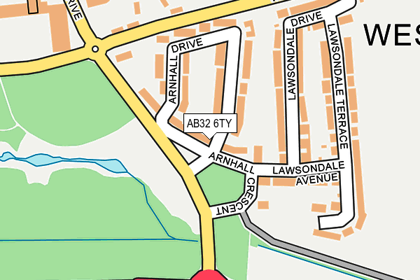 AB32 6TY map - OS OpenMap – Local (Ordnance Survey)