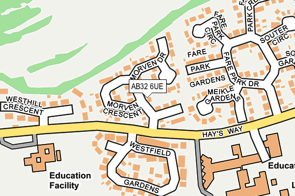 AB32 6UE map - OS OpenMap – Local (Ordnance Survey)