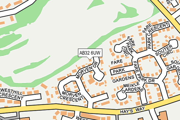 AB32 6UW map - OS OpenMap – Local (Ordnance Survey)