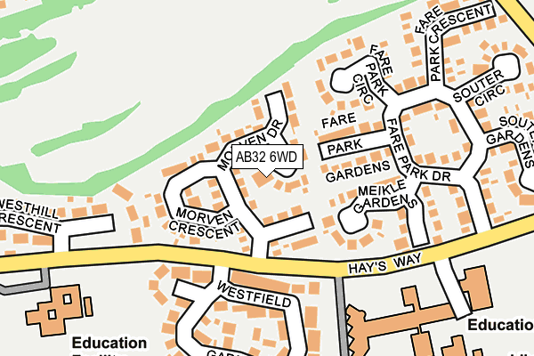 AB32 6WD map - OS OpenMap – Local (Ordnance Survey)