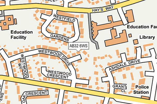 AB32 6WS map - OS OpenMap – Local (Ordnance Survey)