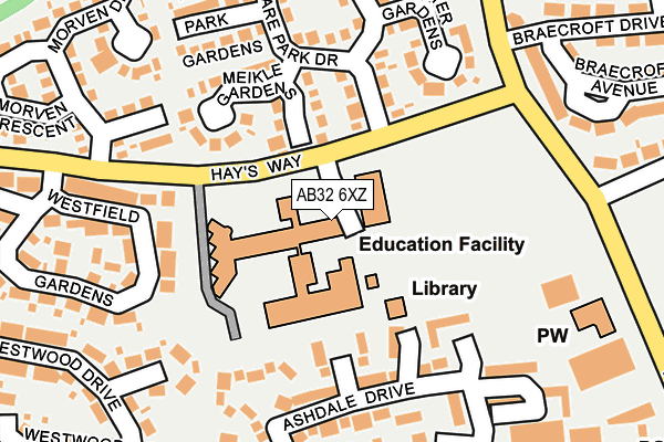 AB32 6XZ map - OS OpenMap – Local (Ordnance Survey)