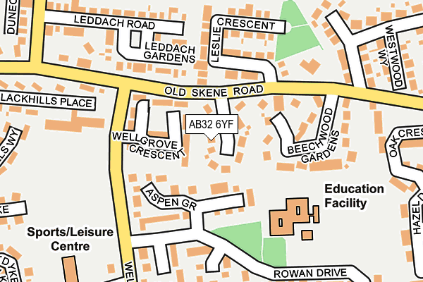 AB32 6YF map - OS OpenMap – Local (Ordnance Survey)