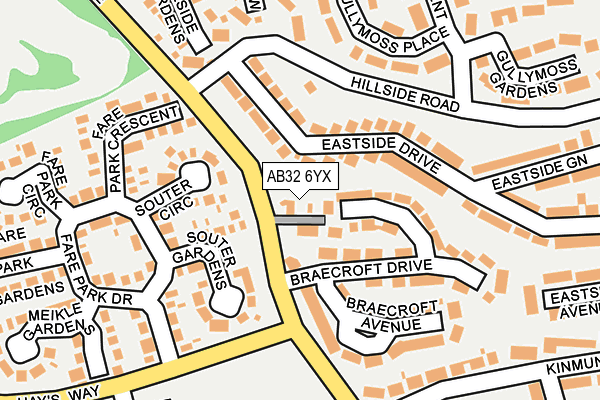 AB32 6YX map - OS OpenMap – Local (Ordnance Survey)