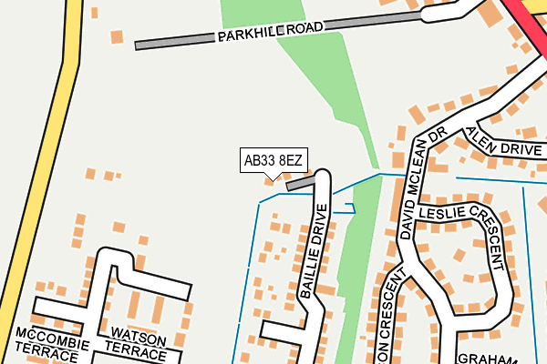 AB33 8EZ map - OS OpenMap – Local (Ordnance Survey)
