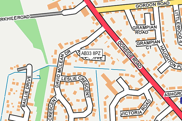 AB33 8PZ map - OS OpenMap – Local (Ordnance Survey)