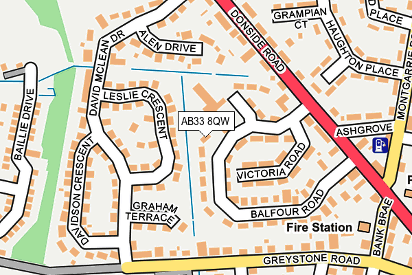 AB33 8QW map - OS OpenMap – Local (Ordnance Survey)