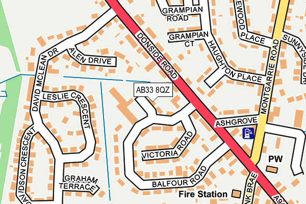 AB33 8QZ map - OS OpenMap – Local (Ordnance Survey)