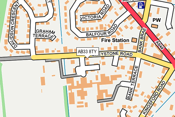 AB33 8TY map - OS OpenMap – Local (Ordnance Survey)