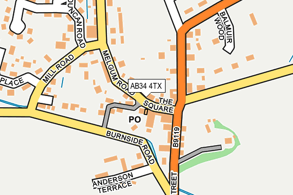 AB34 4TX map - OS OpenMap – Local (Ordnance Survey)