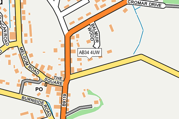 AB34 4UW map - OS OpenMap – Local (Ordnance Survey)