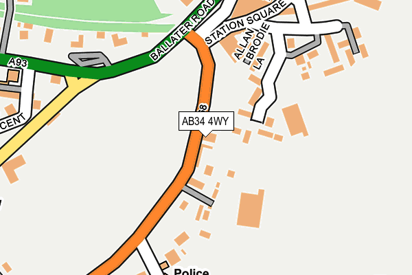 AB34 4WY map - OS OpenMap – Local (Ordnance Survey)