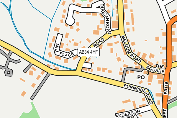 AB34 4YF map - OS OpenMap – Local (Ordnance Survey)