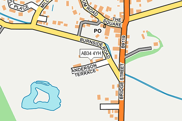 AB34 4YH map - OS OpenMap – Local (Ordnance Survey)