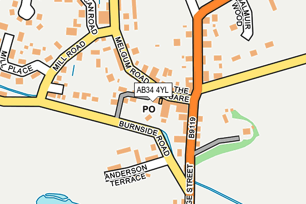 AB34 4YL map - OS OpenMap – Local (Ordnance Survey)