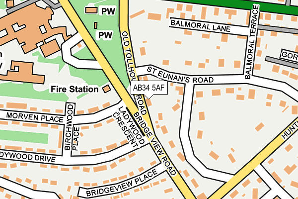 AB34 5AF map - OS OpenMap – Local (Ordnance Survey)