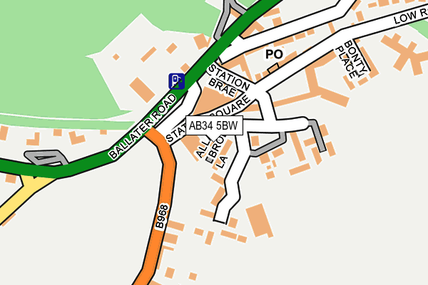 AB34 5BW map - OS OpenMap – Local (Ordnance Survey)