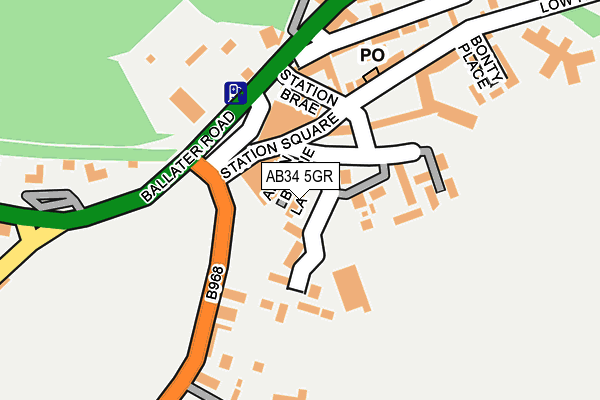 AB34 5GR map - OS OpenMap – Local (Ordnance Survey)