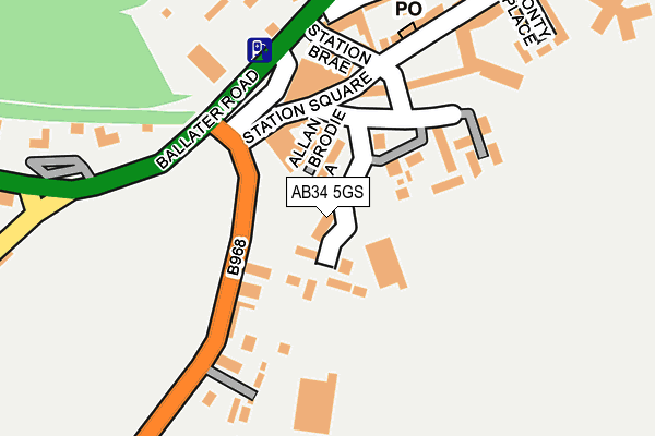 AB34 5GS map - OS OpenMap – Local (Ordnance Survey)