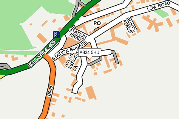 AB34 5HU map - OS OpenMap – Local (Ordnance Survey)