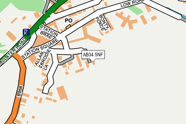 AB34 5NF map - OS OpenMap – Local (Ordnance Survey)