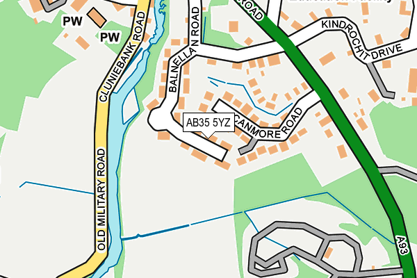 AB35 5YZ map - OS OpenMap – Local (Ordnance Survey)