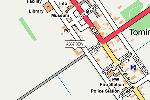 AB37 9EW map - OS OpenMap – Local (Ordnance Survey)